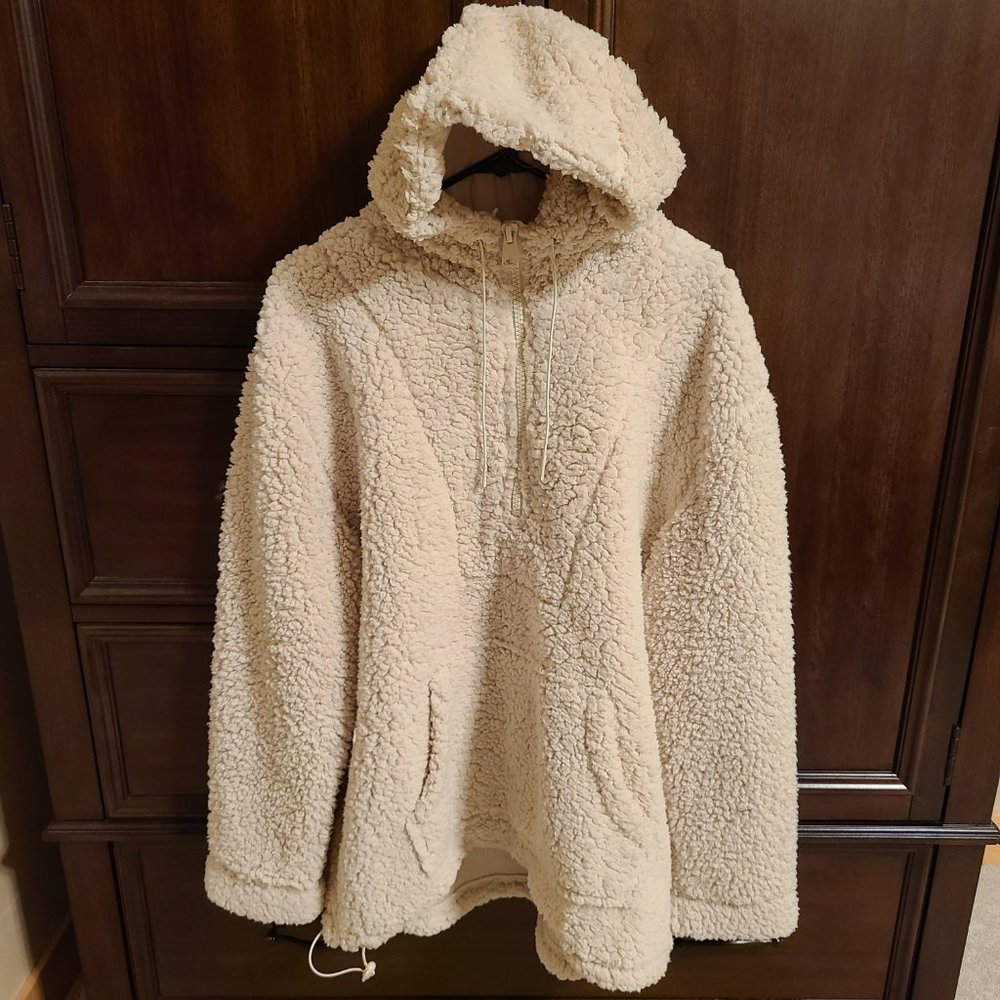 Cabin Fever by Ramatex Unisex Ivory Sherpa Pullover w/Hood – Size L